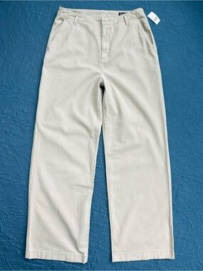 GAP Jeans Loose Khaki Wide Leg High Rise Moonstone Beige Size 12 Tall